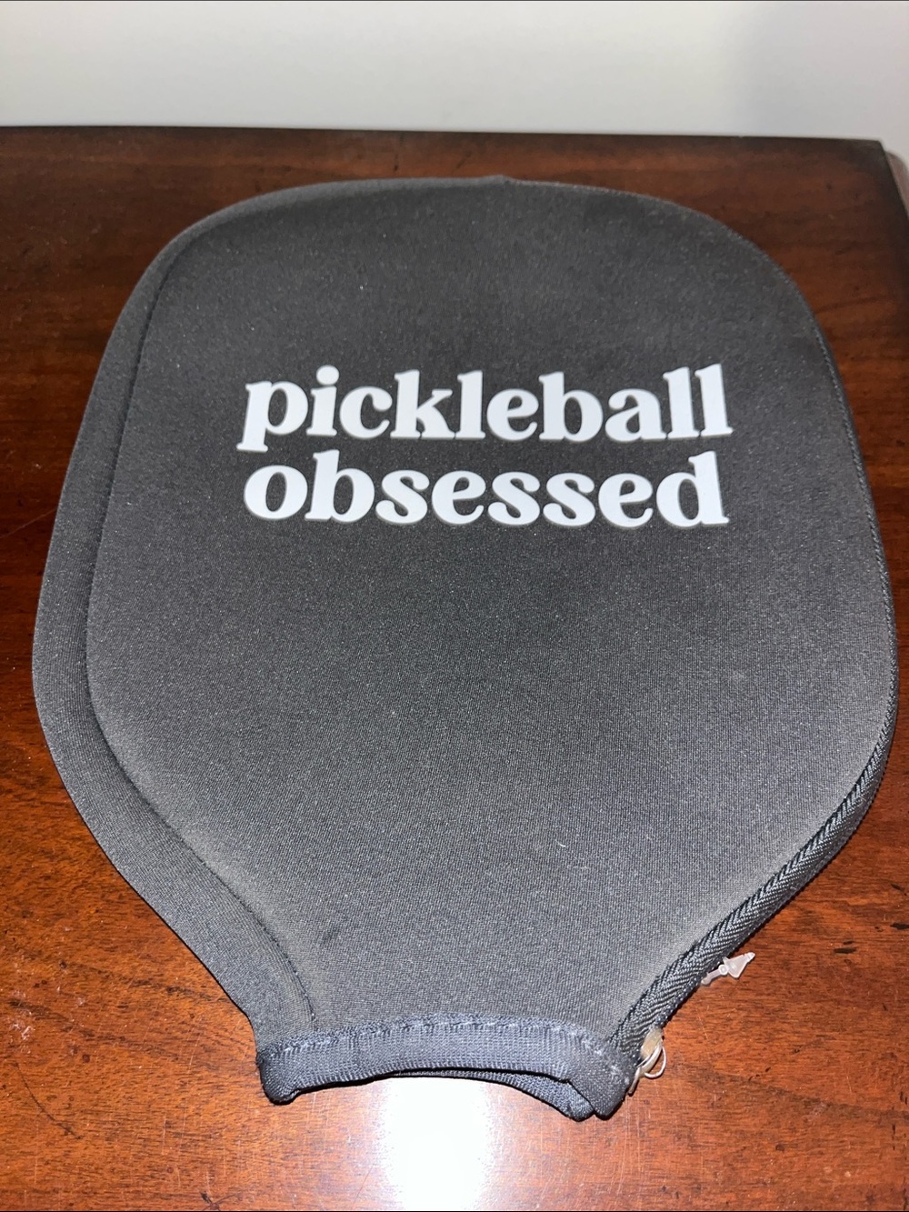 Gray Pickleball Obsessed Paddle Zipper Cover Performance Logo